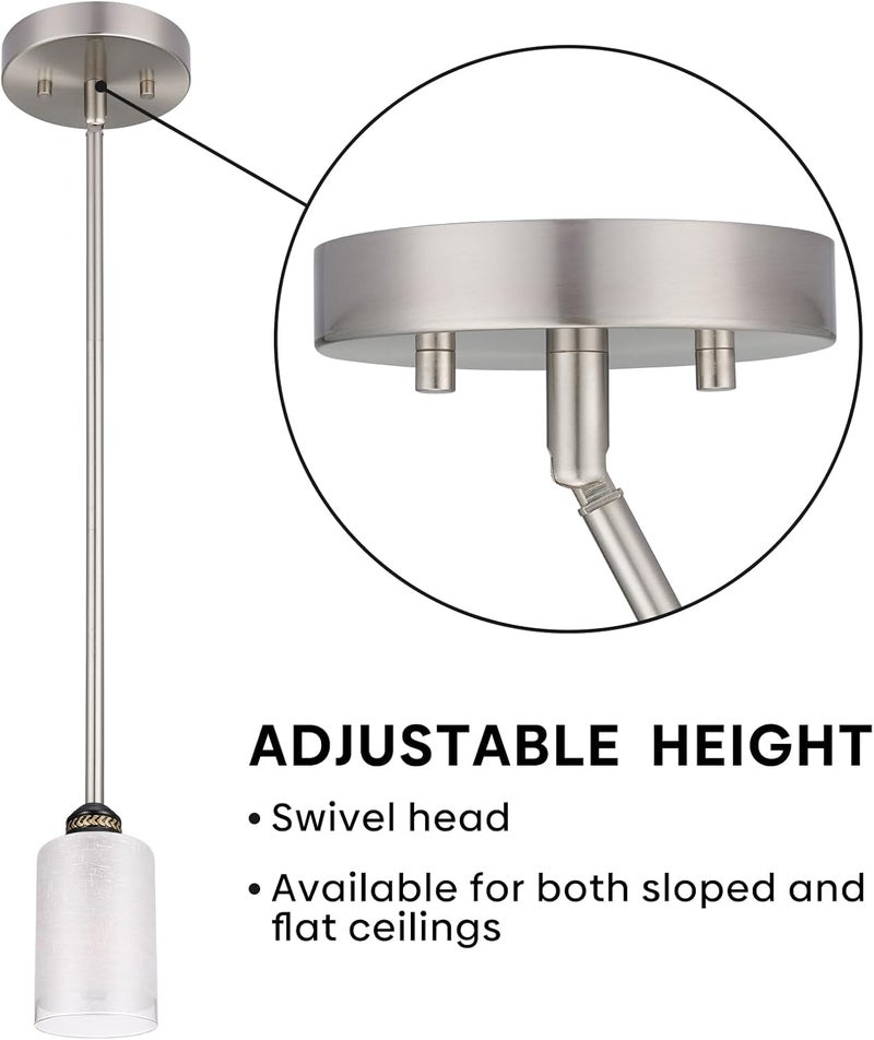 Canomo Chandelier Extension Poles Lighting Fixture Downrods with 1/8-IP Threaded 3/8" Diameter Insert Pipes and 180 Degrees Sloped Adapter for Pendant Light, Nickel (12 Inch and 6 Inch) - Image 2